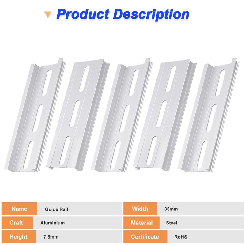 DKARDU Aluminum DIN Rails, 10 CM /4 inches, 35mm Wide, 7.5mm High Top Hat Slotted DIN Rail with RoHS (10 Pack, Silver) - Image 2